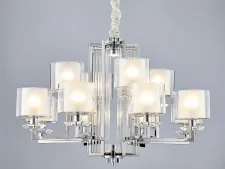NEWPORT 4400 4408+4/C chrome , Люстра, Chrome Clear crystal Clear glass D91*H57 cm E14 12*40W+ LED 2*5W