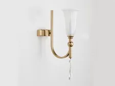 NEWPORT 4800 4801/A , Бра, French gold Clear crystal Matt white glass L10*H37,5*Sp23,5 cm E14 1*40W