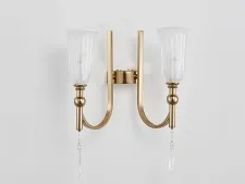 NEWPORT 4800 4802/A , Бра, French gold Clear crystal Matt white glass L35,5*H37,5*Sp20 cm E14 2*40W
