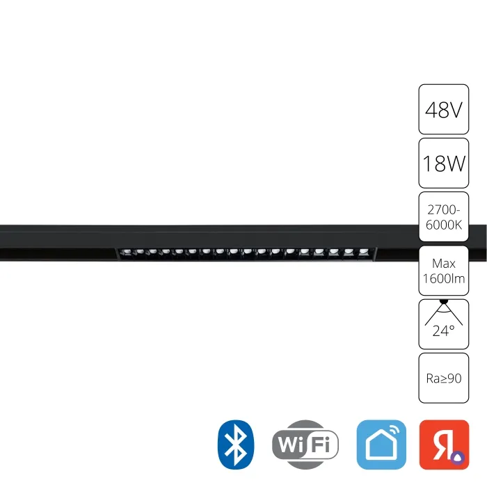 Магнитный трековый светильник Arte Lamp LINEA SMART A4695PL-1BK | Дом Декора